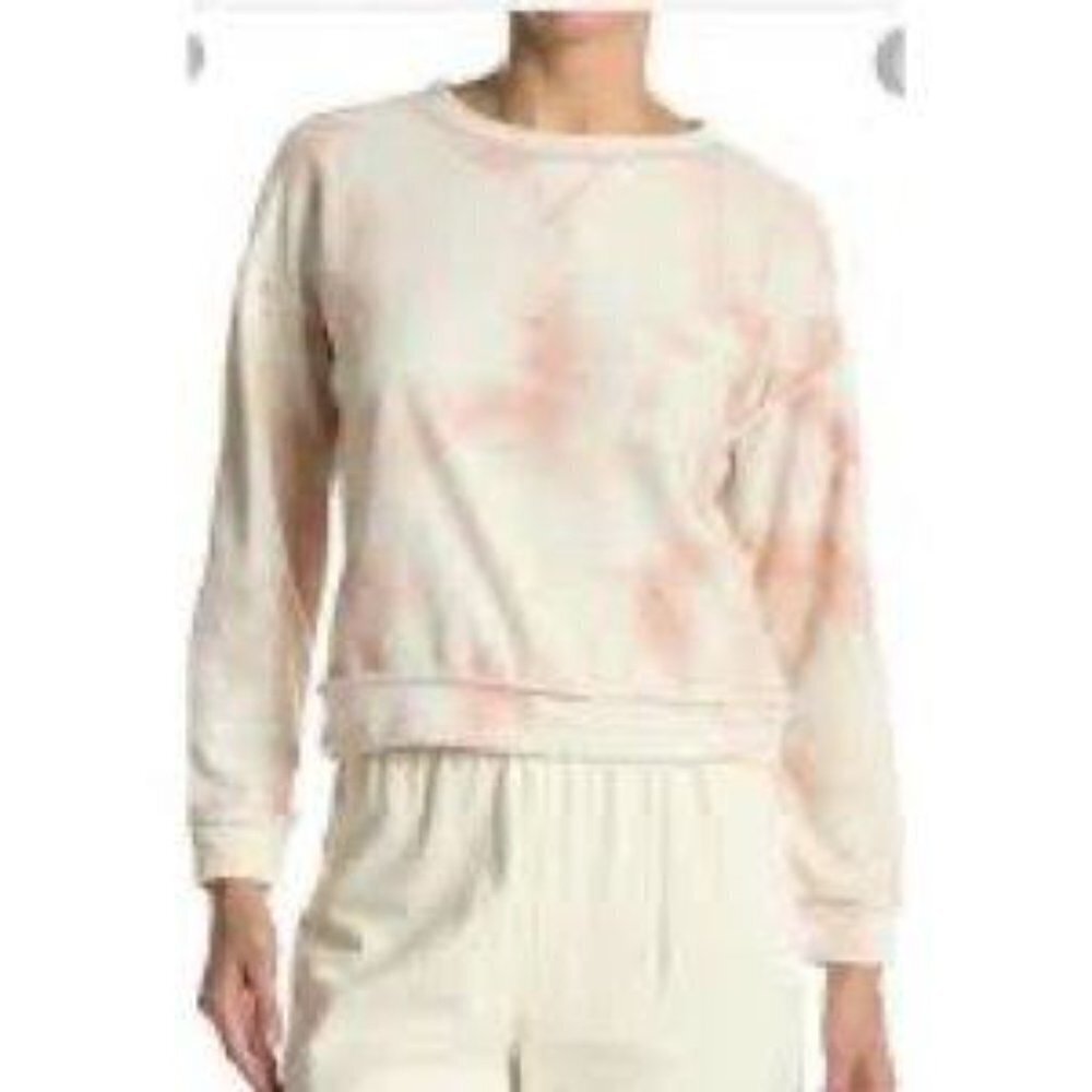 New Kirious Reverse Stitch Crewneck Tie Dye Oversize Sweatshirt Small Women Pink